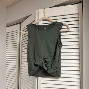 H&M Dark Green Twist Front Tank Top